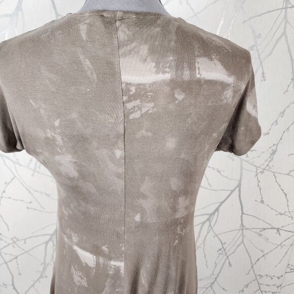 Ronen Chen Beige Washed Stretch Knit Pleated Drape Front Tunic - Picture 5 of 7